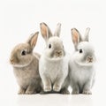 Three Easter Bunnies on White Background