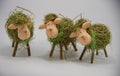 Three Easter decorative straw sheeps