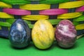Three Easter Eggs & Basket Royalty Free Stock Photo