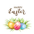 Three Easter eggs in grass Royalty Free Stock Photo