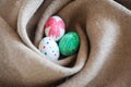 Three Easter eggs in a nest Royalty Free Stock Photo