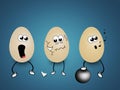 Three egg characters with different expressions Royalty Free Stock Photo