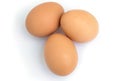 Three eggs isolated on white background Royalty Free Stock Photo