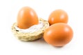 Three eggs in white background Royalty Free Stock Photo