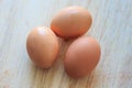 Three Eggs on Wooden Table. Royalty Free Stock Photo