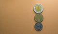 Three Egyptian Coins , one pound - half a pound - a quarter of a pound