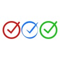 Three electric blue check marks on white background