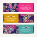 Three elegant banners with floral background