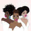 Three elegant dark-skinned women Royalty Free Stock Photo