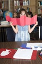 Three Elementary school students studying Royalty Free Stock Photo