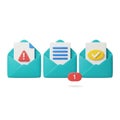 Three email icons representing different statuses Royalty Free Stock Photo