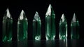 Emerald Quartz Crystal Points On Black Background