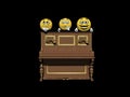 Three emoticon on a piano - 3d render