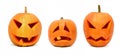 Three emotional halloween pumpkins