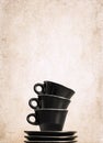 Three empty black coffee cups Royalty Free Stock Photo