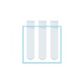 Three empty blue test tubes on a stand Royalty Free Stock Photo
