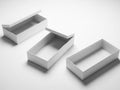 Three empty boxes isolated on white background Royalty Free Stock Photo