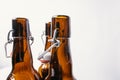 Three empty Brown bottles with lids Royalty Free Stock Photo