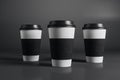 Three empty coffee cups Royalty Free Stock Photo