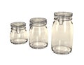 Three empty preserving jars.