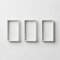 Three empty rectangular boxes isolated on white background Royalty Free Stock Photo