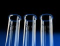Three empty test tubes. View from below. Royalty Free Stock Photo