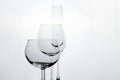 Three empty wineglasses diffrent shape on whete background with copy space Royalty Free Stock Photo