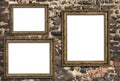 Three empty wooden frames