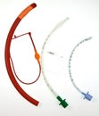 Three endotracheal tubes of various designs Royalty Free Stock Photo