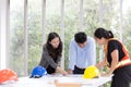 Three engineers working meeting room at the office. Group worker Royalty Free Stock Photo