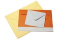 Three envelopes on white background, isolated