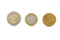 Three euro coins Royalty Free Stock Photo