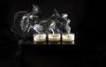 Three extinguished candles. Smoke. Royalty Free Stock Photo