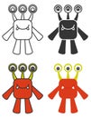 Three eyed monster in different styles.