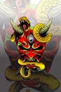 Three eyed samurai with snake vector illustration