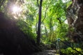 Three eyes cave in Santo Domingo, los Tres Ojos national park, Dominican Republic. Outdoor travel background Royalty Free Stock Photo