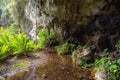 Three eyes cave in Santo Domingo, los Tres Ojos national park, Dominican Republic. Outdoor travel background