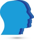 Three faces, heads, people and team logo