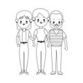 three family members cute cartoon icon image Royalty Free Stock Photo