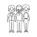 three family members cute cartoon icon image Royalty Free Stock Photo