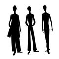 Three fashionable men. Vector silhouette illustration