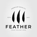 three feather or silhouette quill logo vector illustration design...