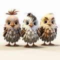 Little Cute Finches: High-quality 3d Creature Of Mashup Style Birds