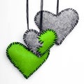 Three felt heart on a white background, Royalty Free Stock Photo