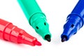 Three felt-tip pens with primary RGB colors Royalty Free Stock Photo