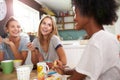 Three Female Friends Enjoying Breakfast At Home Together Royalty Free Stock Photo