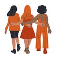 Three female friends walking together