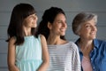 Three female generations family head shot portrait Royalty Free Stock Photo