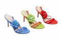 Three female sandals with a high heel. Royalty Free Stock Photo