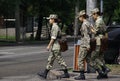 Three female soldiers in Almaty, Kazakhstan